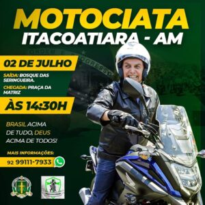 Leia mais sobre o artigo Movimentos Conservadores realizam motociata em apoio a Bolsonaro em Itacoatiara